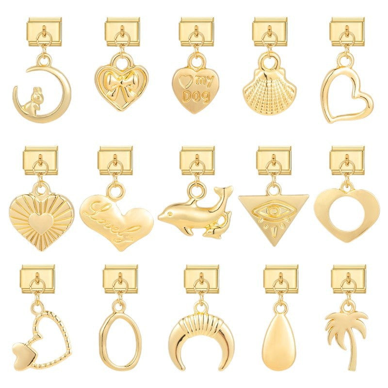 Wholesale Italian Charm Bracelet 9mm DIY Splicing Gold Pendant Titanium Steel Composable Bracelet