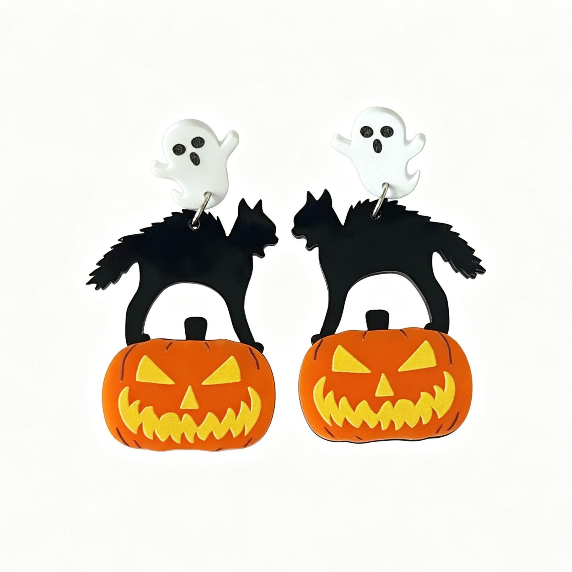 Wholesale  Ghost Pumpkin Black Cat Acrylic Earrings Funny Ice Cream Design Women S Jewelry Accessory For Boutique Resale
