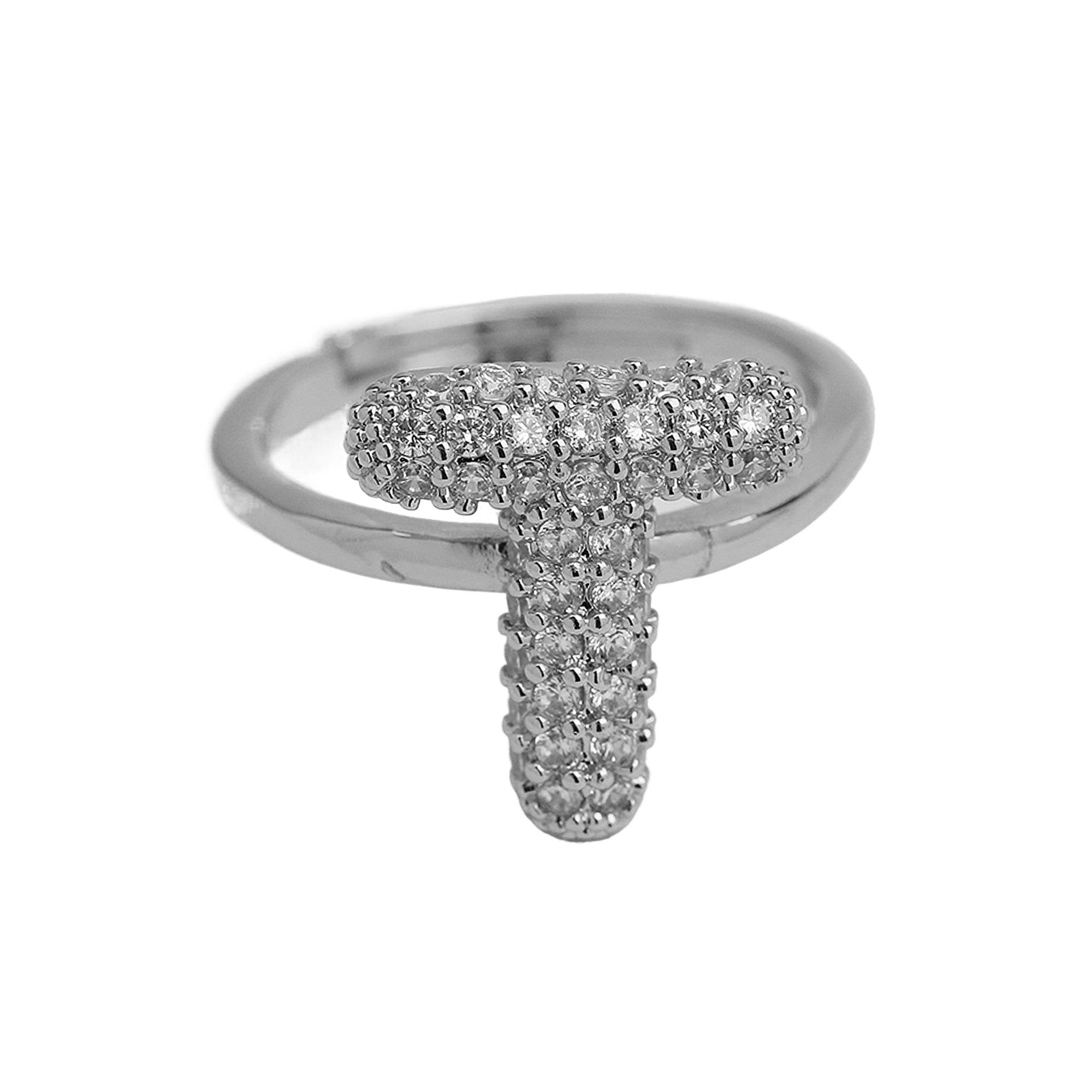 Wholesale  white gold balloon bubble cute 26 English letters open ring