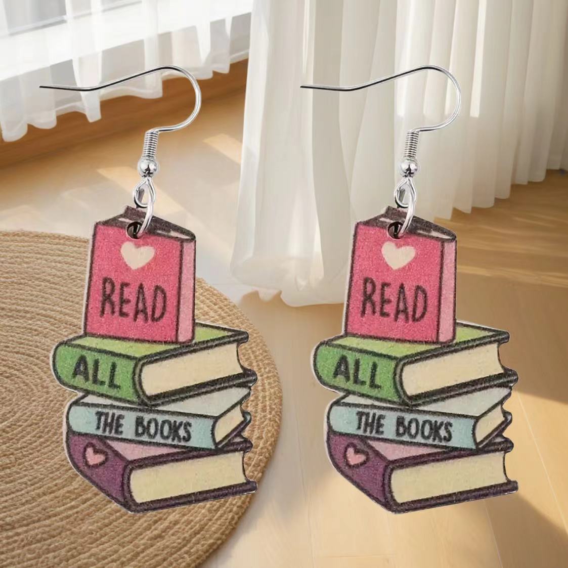 Wholesale Teacher's Day Book Wood Earrings ACC-ES-AnDao027