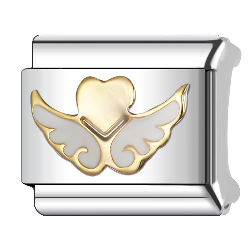 Wholesale Italian Charm Bracelet 9mm DIY Splicing Gold Series Stainless Steel Composable Bracelet