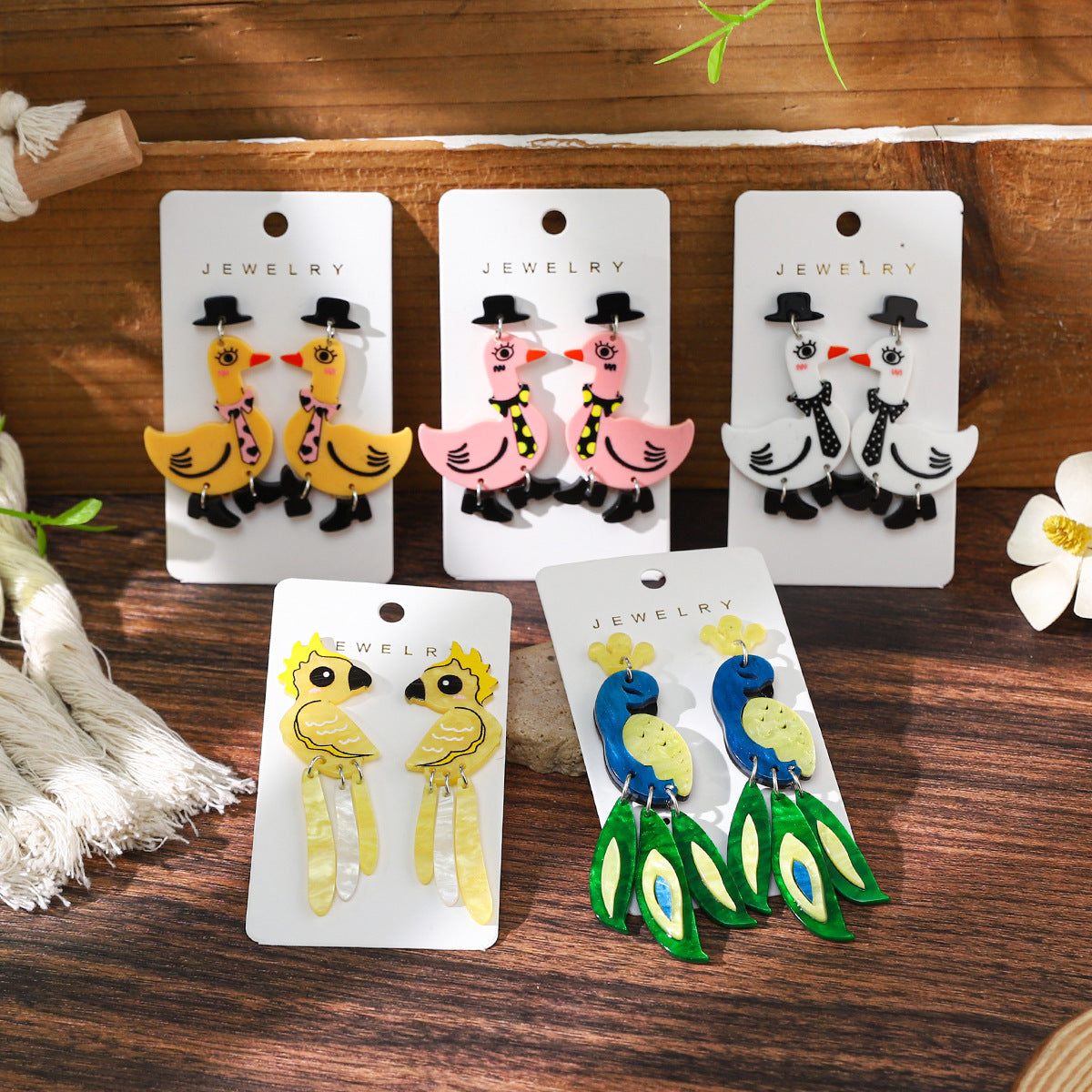 Wholesale Cute Funny Tie Duck Earrings