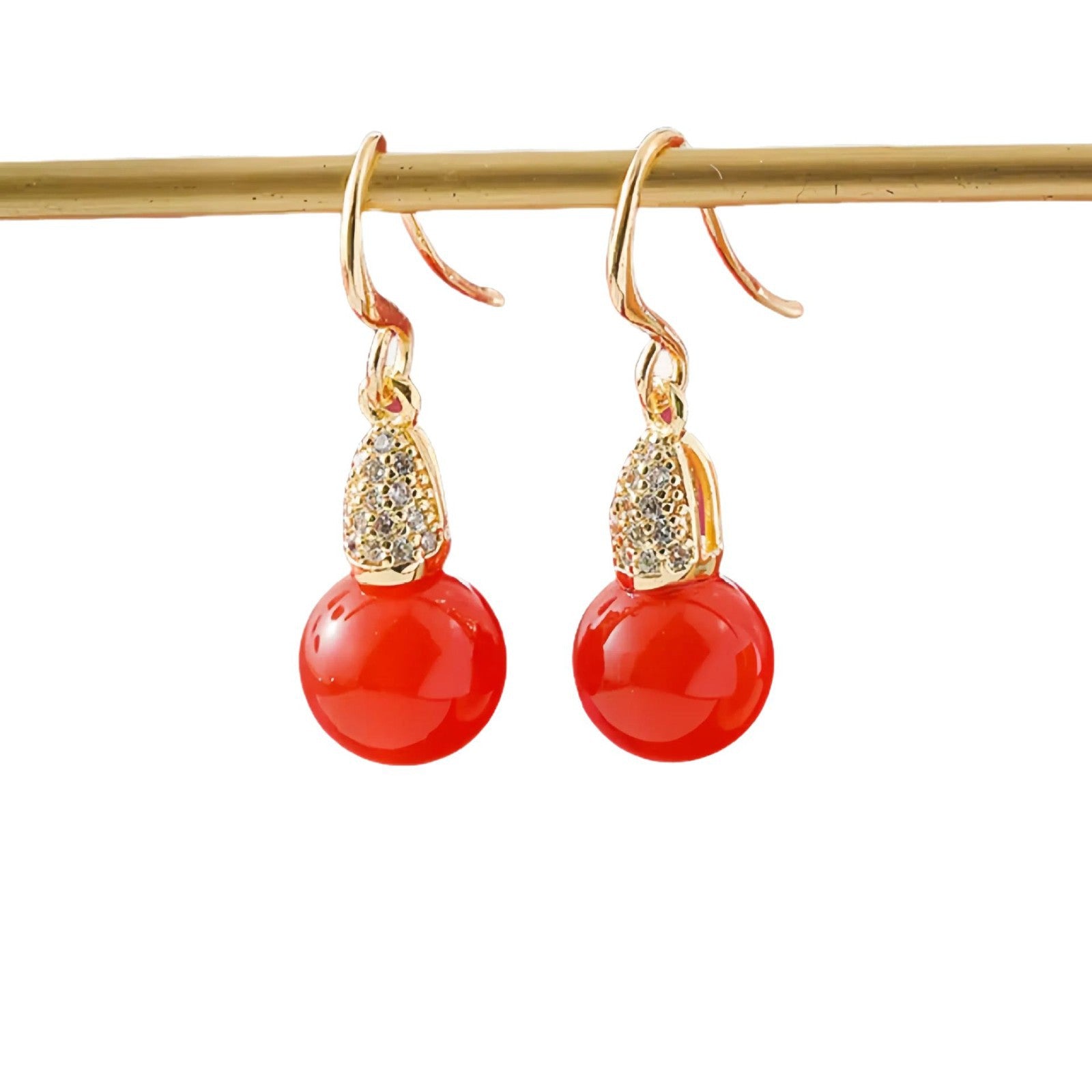 Wholesale  Copper Plated Real Gold Inlaid Zircon Earrings