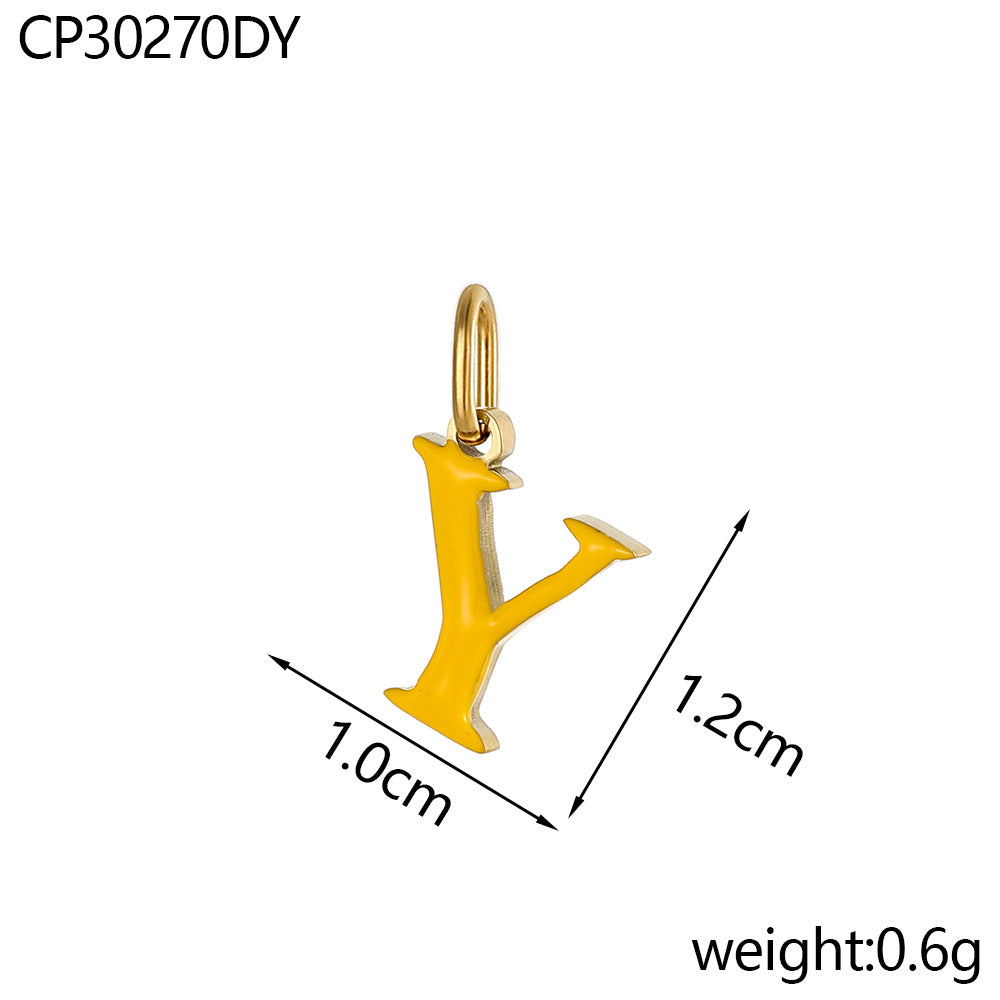 Wholesale Colorful 26 English letters oil-dripping stainless steel vacuum electroplating pendant