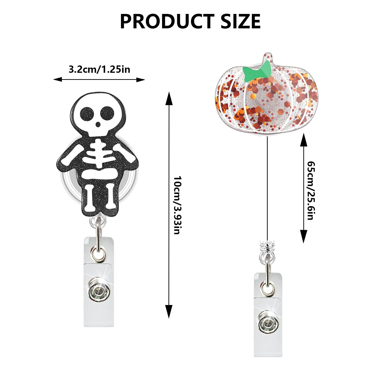 Wholesale  Skull Black Cat Retractable Badge Reel with Glitter Acrylic,  Resale Accessory