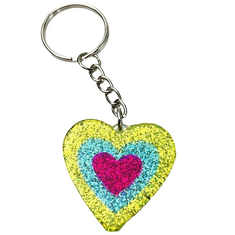 Wholesale 2pcs Love Tape Recorder Fluorescent Glitter Acrylic Keychain Creative Keychain ACC-KC-HY029