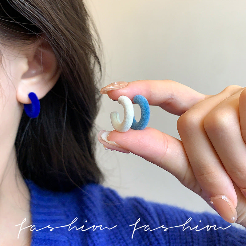 Wholesale 925 silver needle flocking plush earrings literary exaggerated earrings