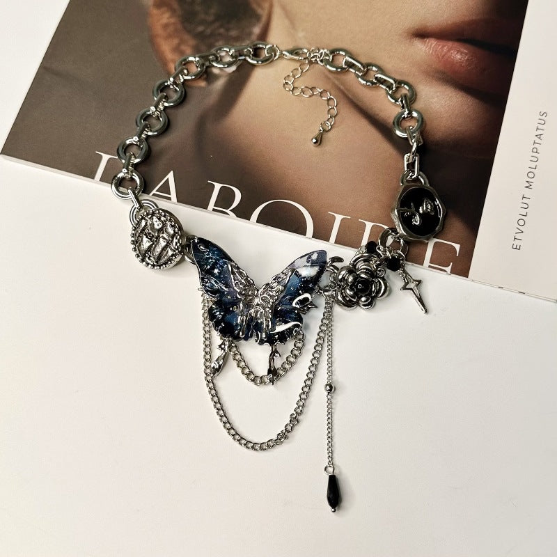 Wholesale  Butterfly Crystal Tassel Pendant Necklace