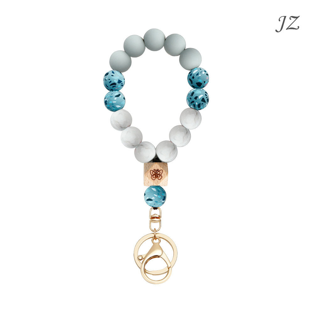 Wholesale Silicone Beads Butterfly Bracelet Bracelet Keychains Wristlet Keychain ACC-KC-Jinz005