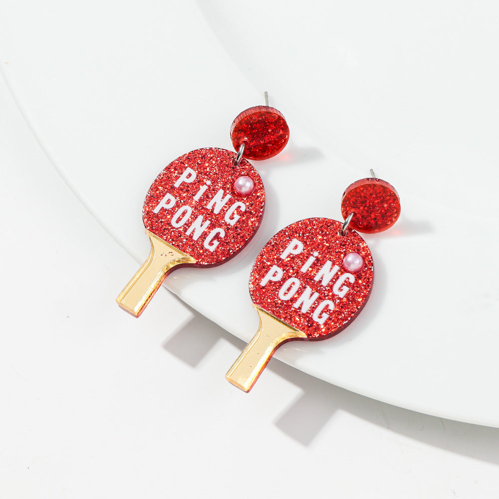 Wholesale  letter racket color digital table tennis earrings