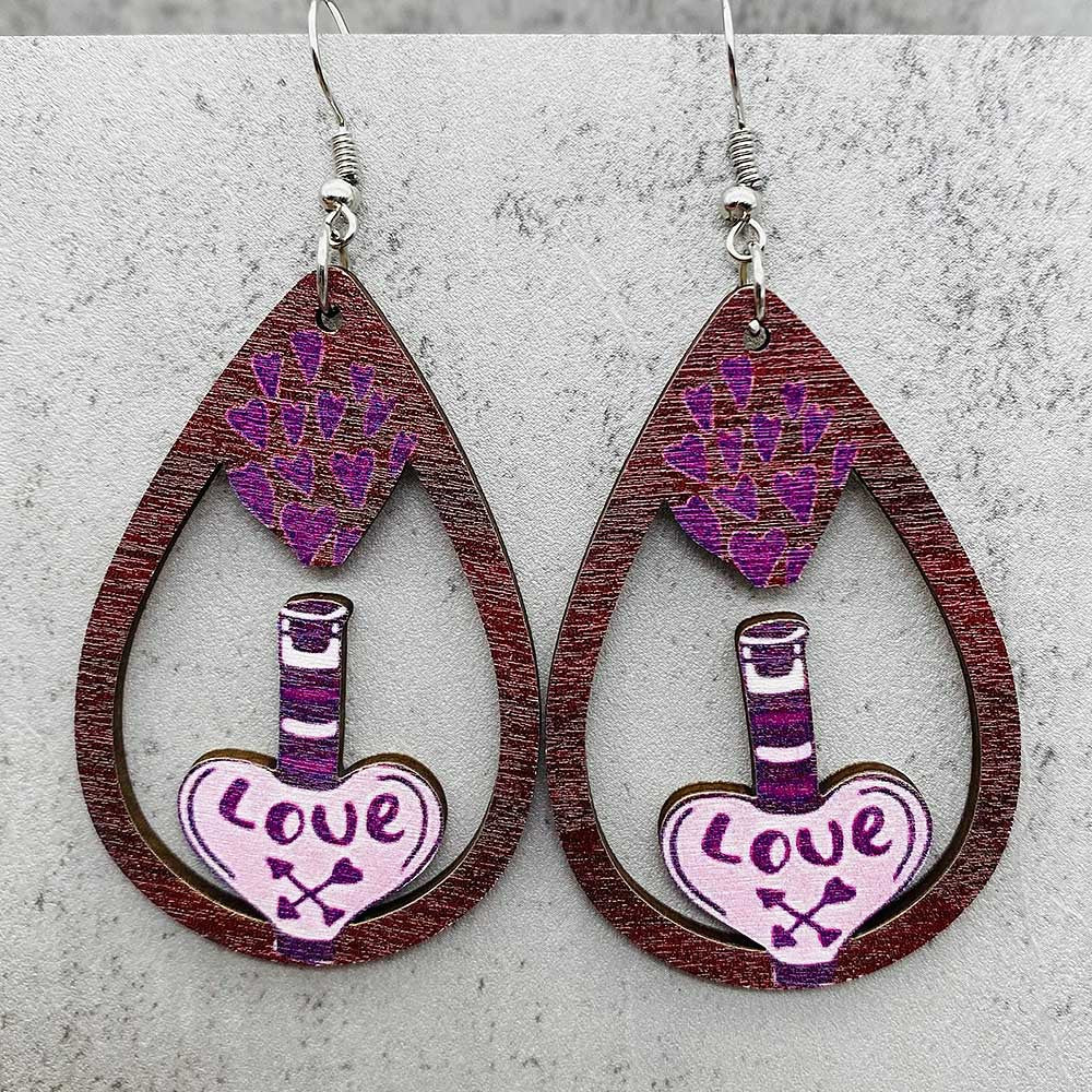 Wholesale  Halloween earrings horror ghost witch medicine jar printed wooden earrings