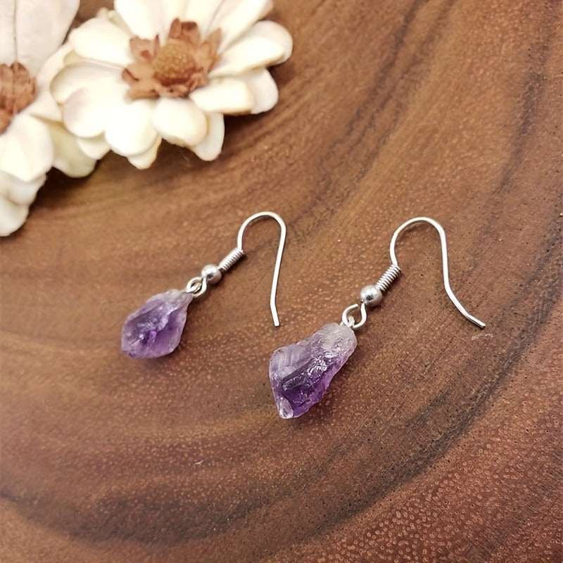 Wholesale natural amethyst stone earrings