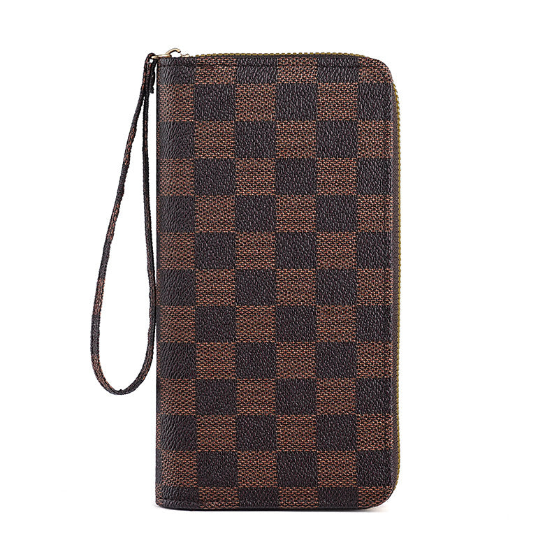 Wholesale European Retro Checkered Black Long Wallet With Letter Pattern Unisex Zipper Wallet For Everyday Use And Resale