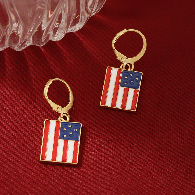 Wholesale Independence Day USA Flag Ice Cream Star Apple Flag Earrings Set