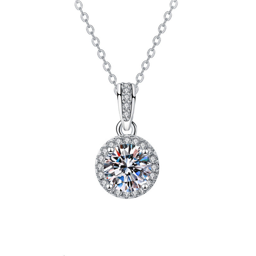 Wholesale S925 sterling silver round diamond necklace