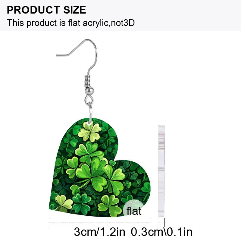 Wholesale  Clover St Patrick Acrylic 2D Earrings