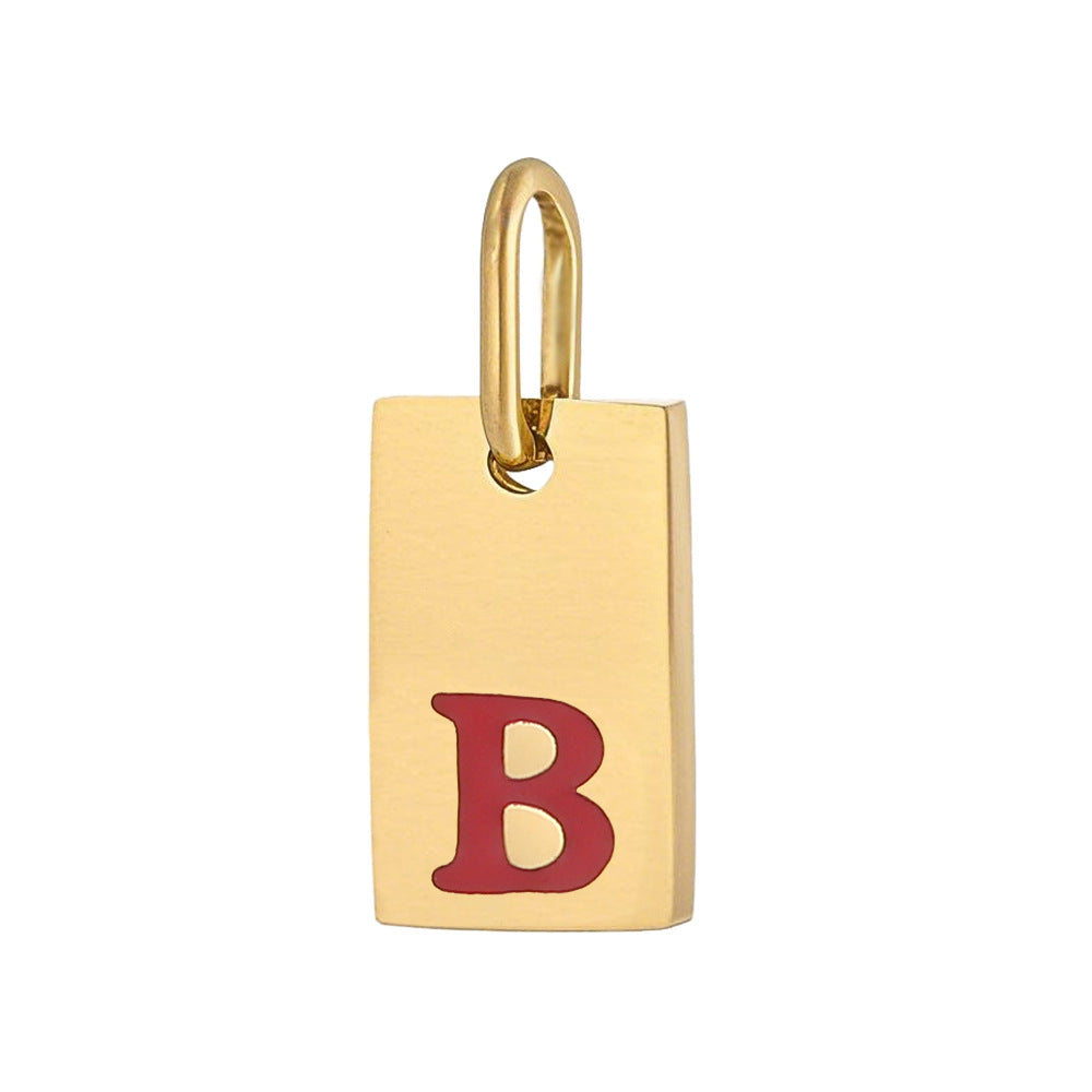 Wholesale 26 oil drops English letters stainless steel gold-plated DIY pendant