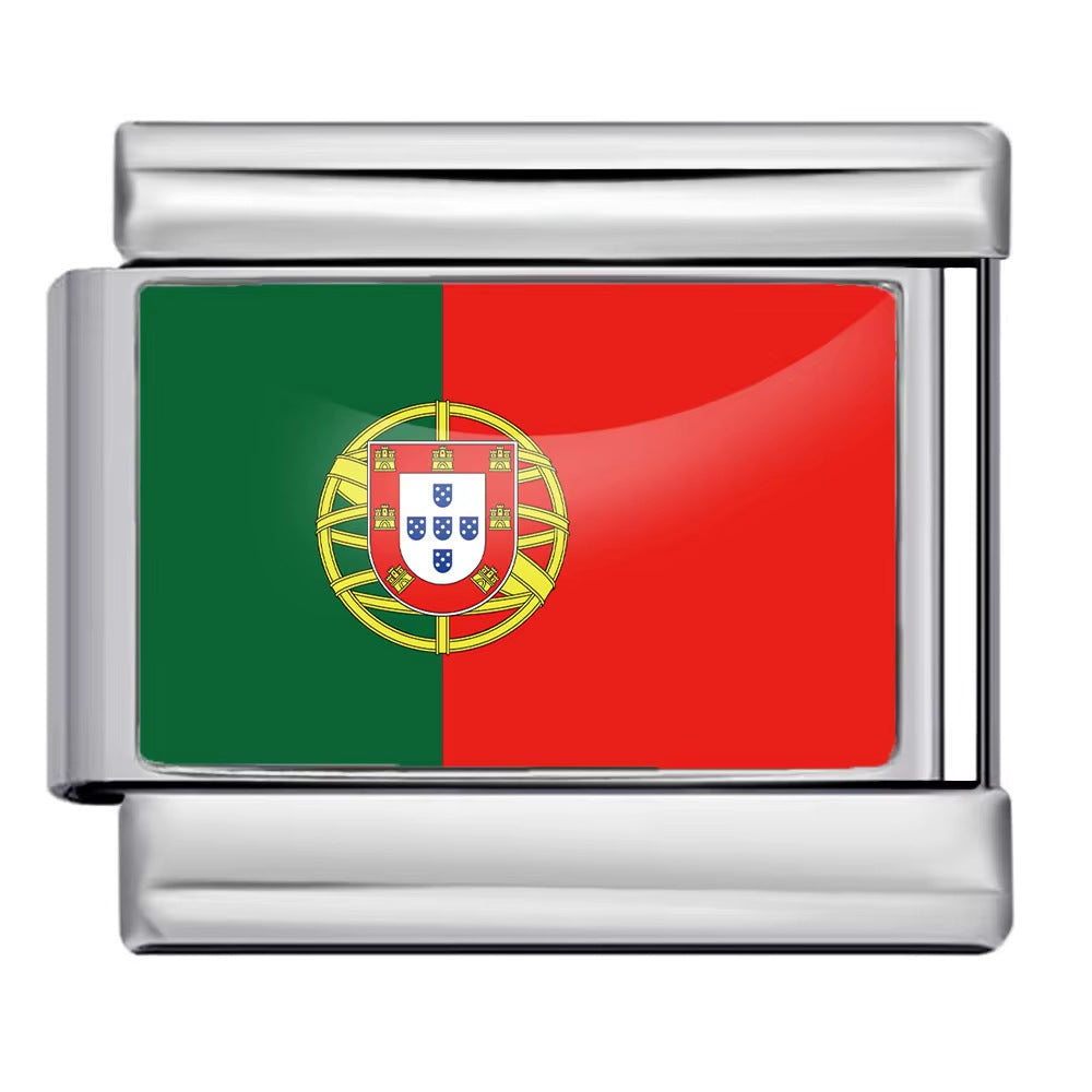 Wholesale Italian Charm Bracelet 9mm DIY Splicing Removable World Flags Stainless Steel Composable Bracelet