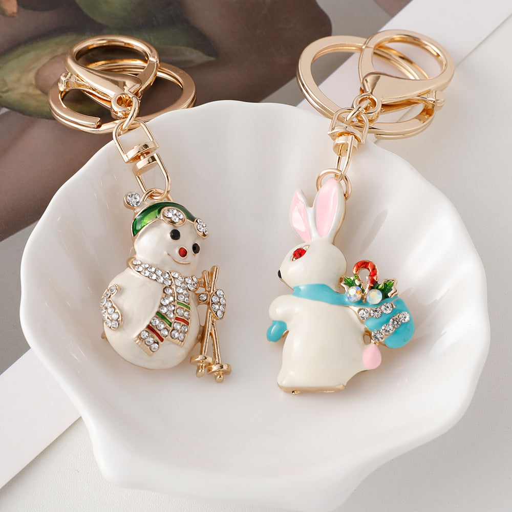 Wholesale Christmas series  cute Christmas tree dripping metal keychain