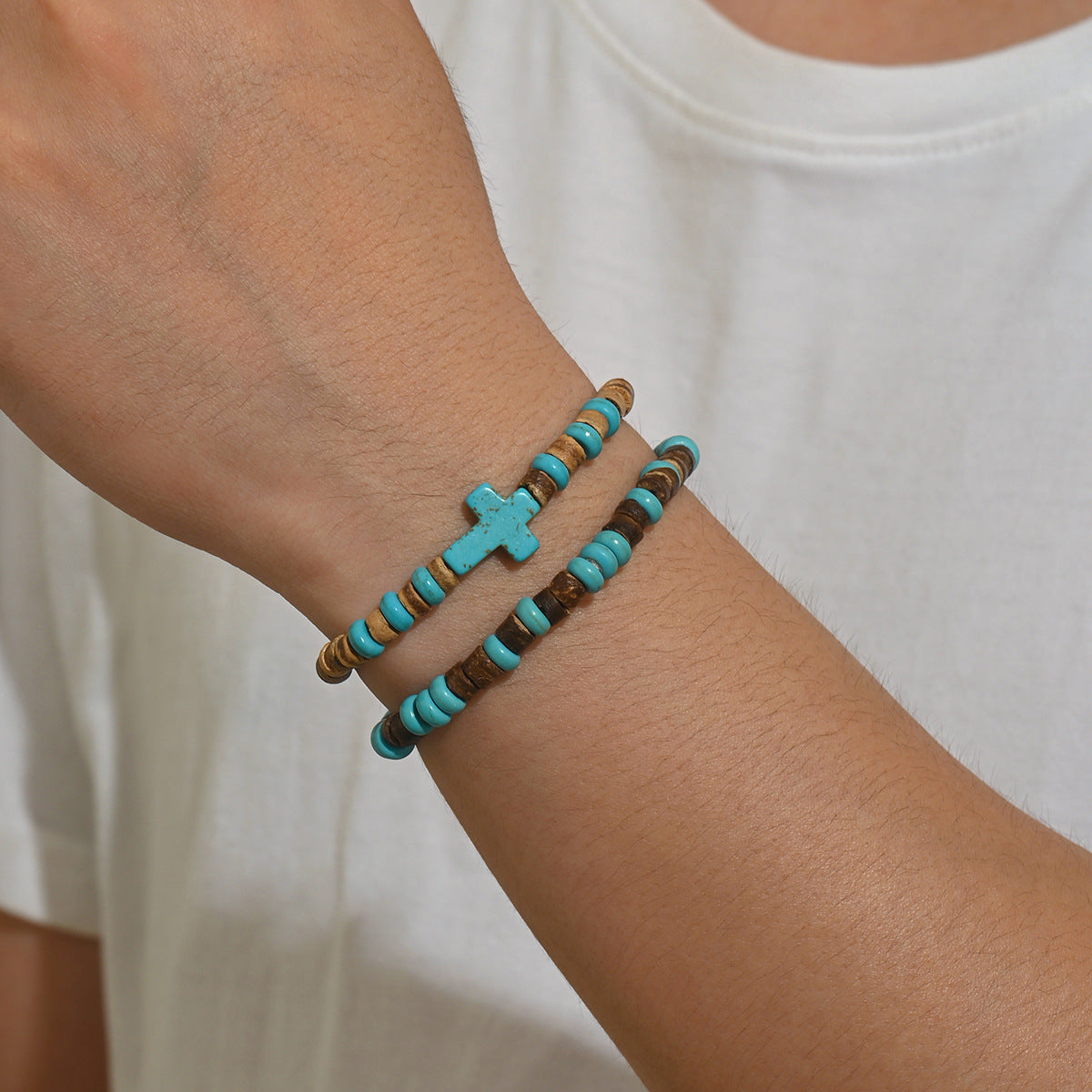 Wholesale Bohemian Turquoise Bead Bracelet Elastic Travel Souvenir Jewelry Accessory
