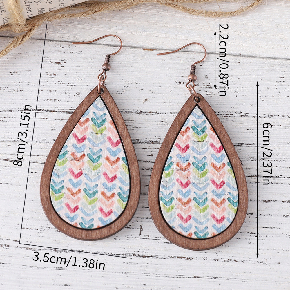 Wholesale  Color Flower Arrow Painted Water Drop Pendant Earrings