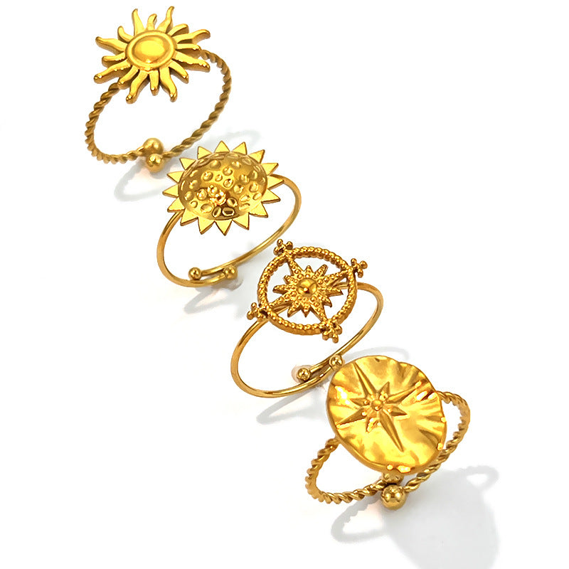 Wholesale Chic Geometric Open Ring Gold-Plated Stainless Steel Jewelry Accessory