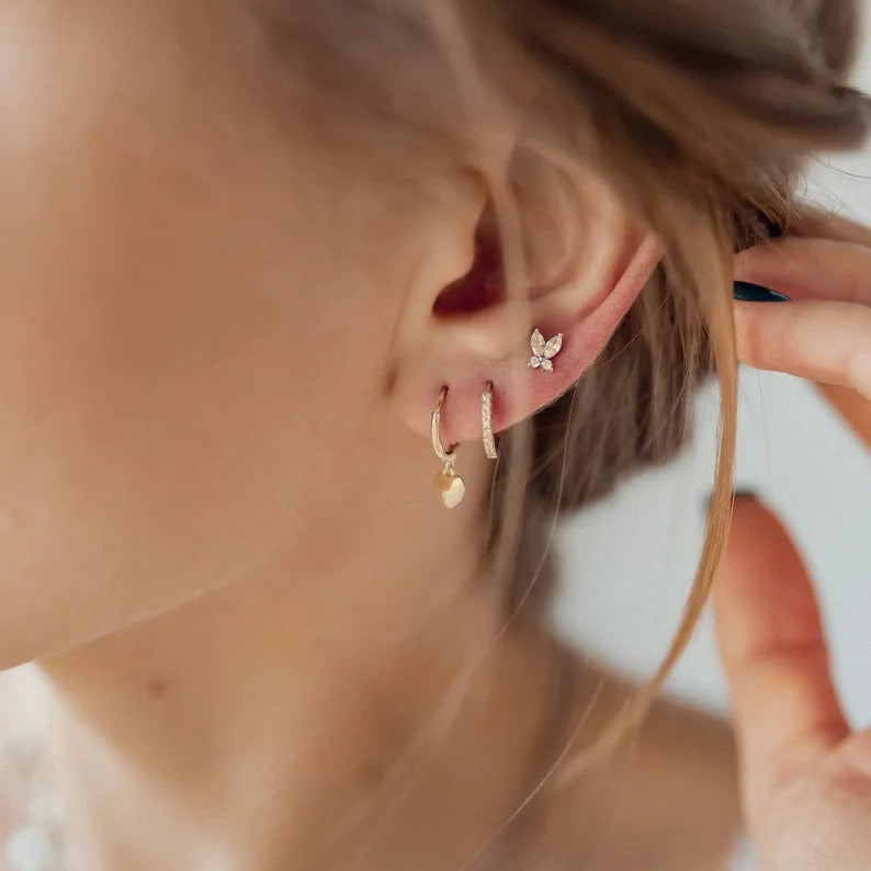 Wholesale 6pcs Copper Plated Real Gold Micro-paved Zircon  Earrings