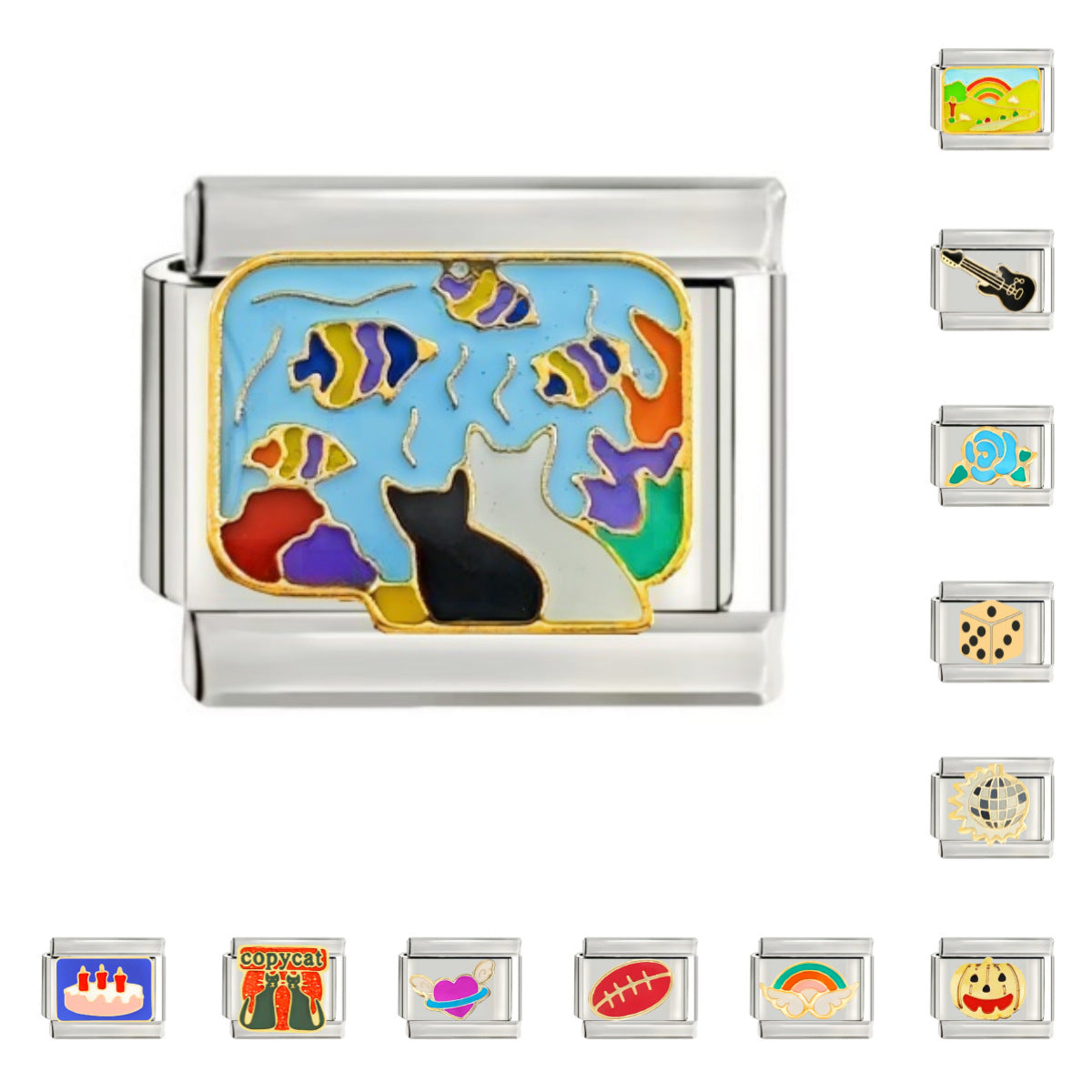 Wholesale Italian Charm Starter Bracelets DIY square Single Section Creative Stainless Steel Composable Bracelet