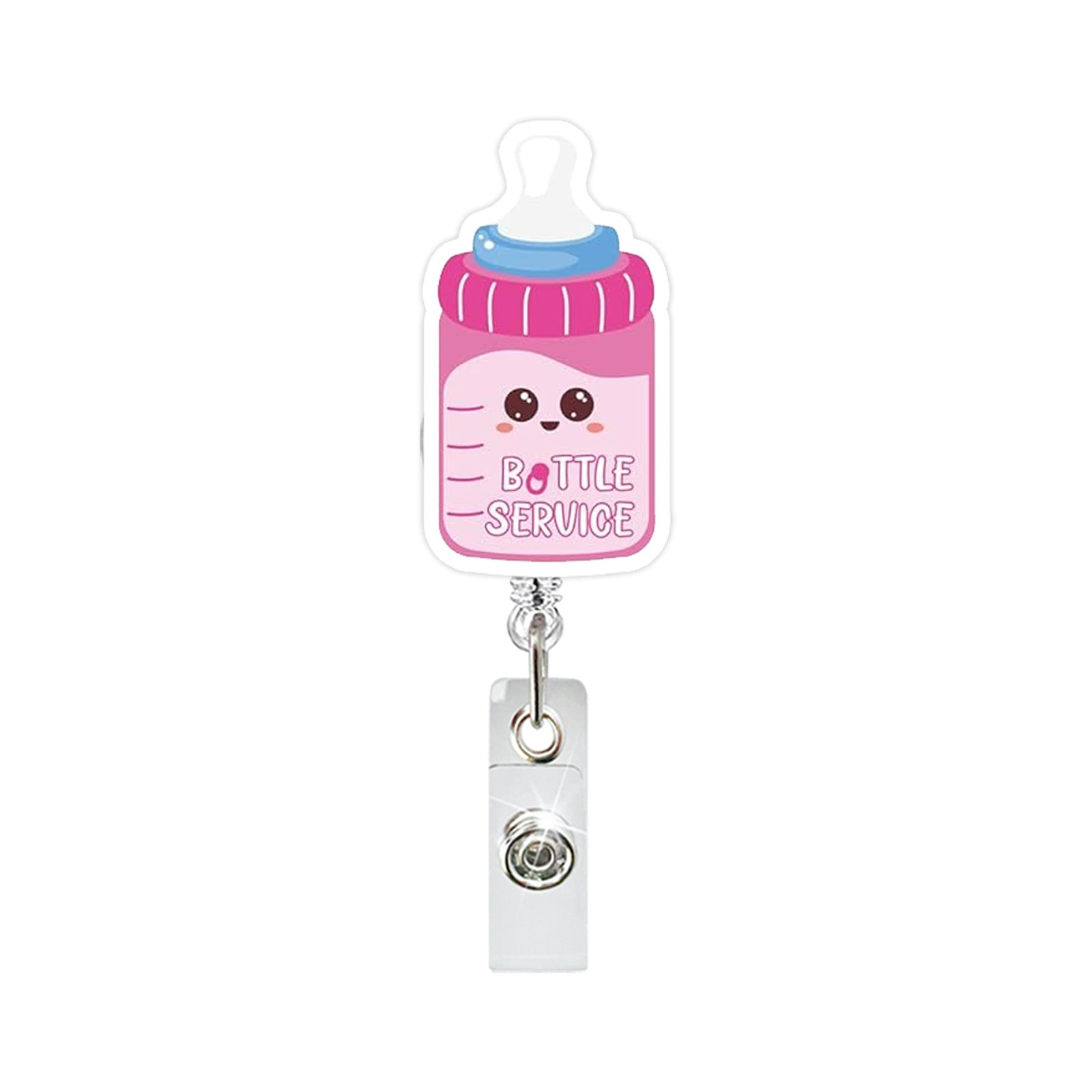 Wholesale Chic Baby Bottle Design Retractable Badge Reel ABS Rotating Clip Fashion Accessory