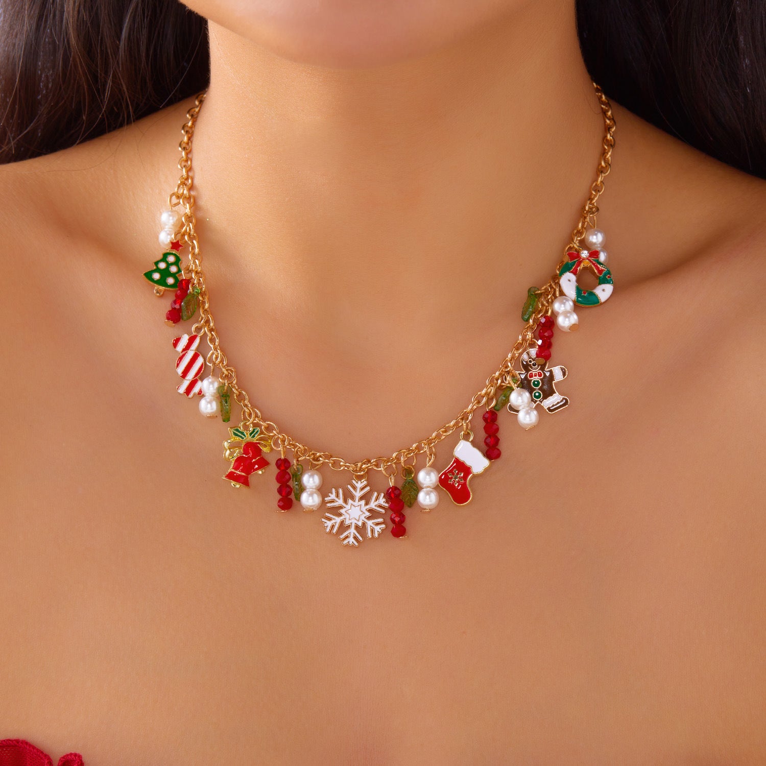 Wholesale Christmas Party  Snowman Elk Colorful Necklace