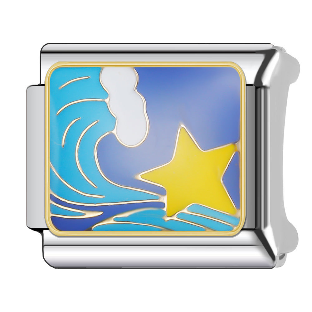 Wholesale Italian Charm Bracelet 9mm DIY Splicing Cosmic Star Series Stainless Steel Composable Bracelet