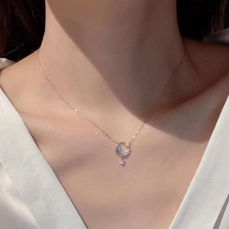 Wholesale girls all-match star moon necklace