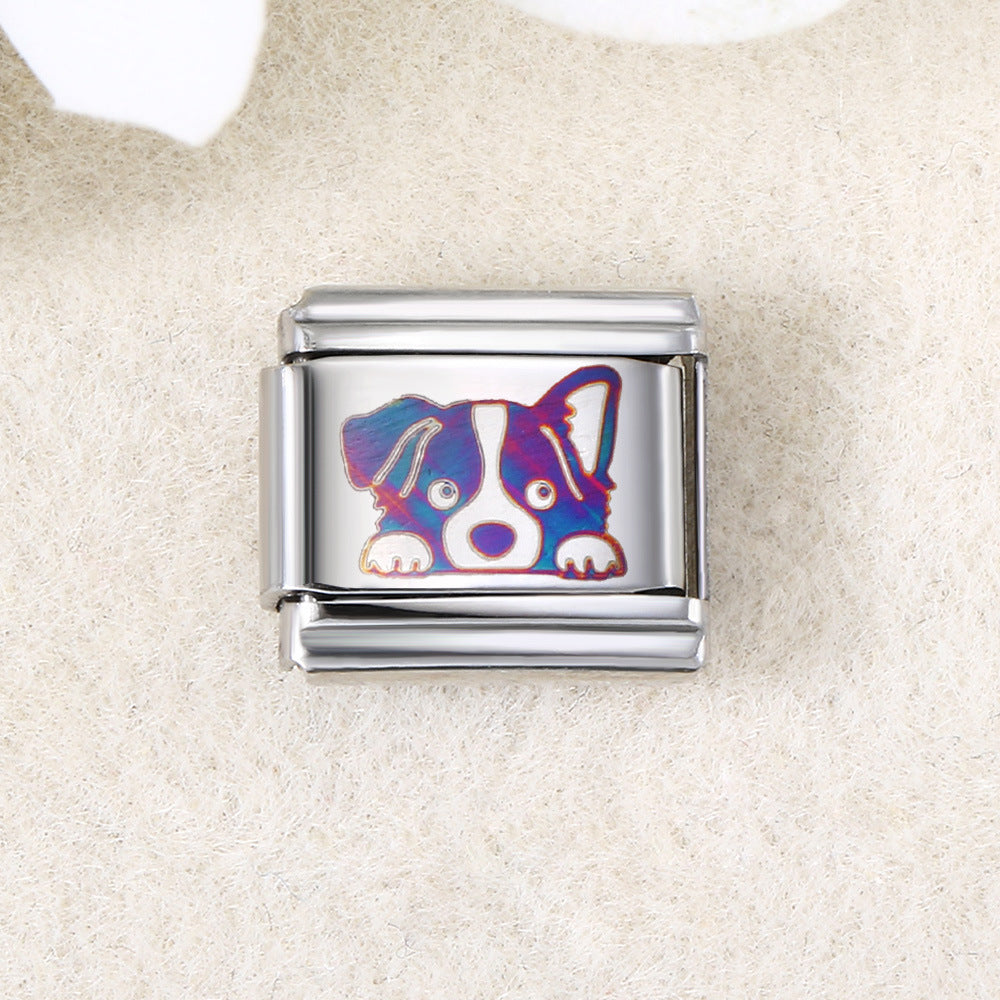 Wholesale  Italian Charm Bracelet 9mm DIY UV laser Creative Stainless Steel Composable Bracelet