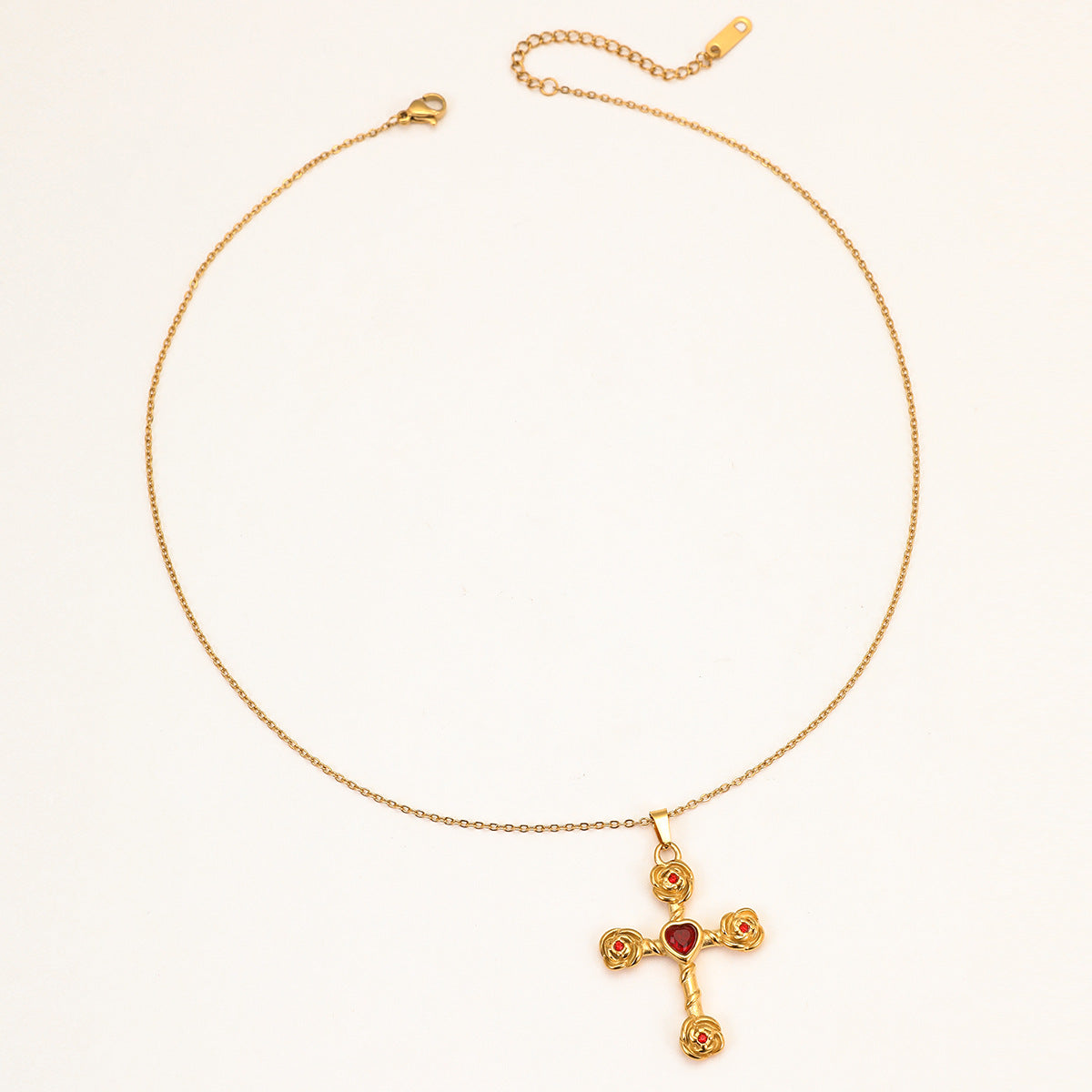 Wholesale  stainless steel 18k gold diamond rose cross pendant necklaces