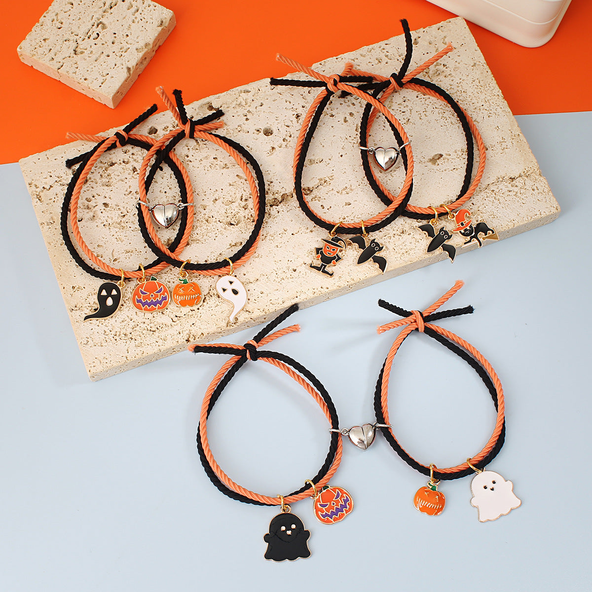 Wholesale   color matching pumpkin ghost pendant love magnet couple bracelet