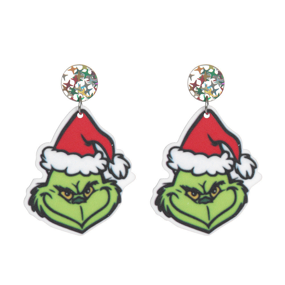 Wholesale Cartoon Funny Puppy Green Acrylic Pendant Earrings