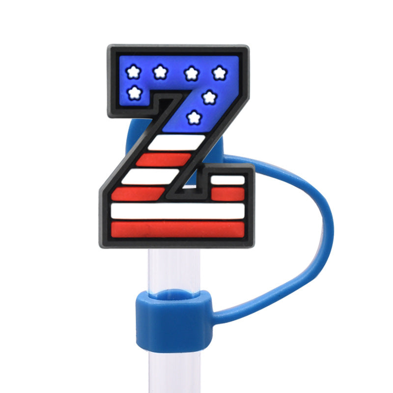 Wholesale Random 100pcs dustproof straw cap letter Straw Cover Straw Tube Cap