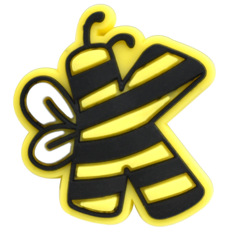 Wholesale Random 100pcs Small Bee PVC Soft Rubber Shoe Buckle Decoration ACC-SC-RYY055