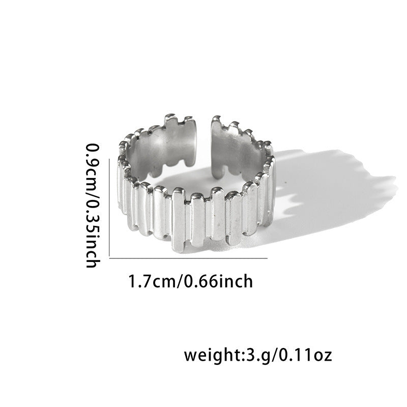 Wholesale Chic Geometric Hollow Leaf Open Ring,  Titanium Steel Electroplated,  Fashion Jewelry Accessory