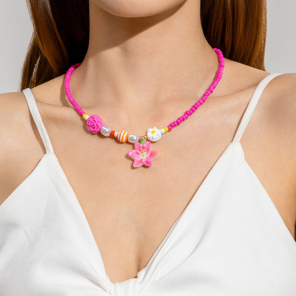Wholesale  Starfish Shell Necklace Ocean Style Beach  Rice Bead Bead Necklace