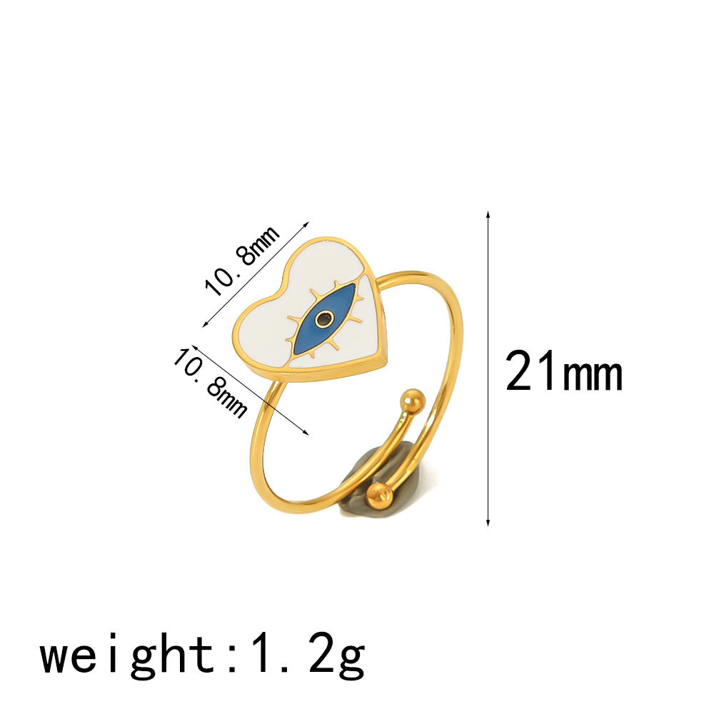 Wholesale Four Leaf Clover Love Heart 18K Gold Stainless Steel Open Adjustable Rings ACC-RS-LiQuan002