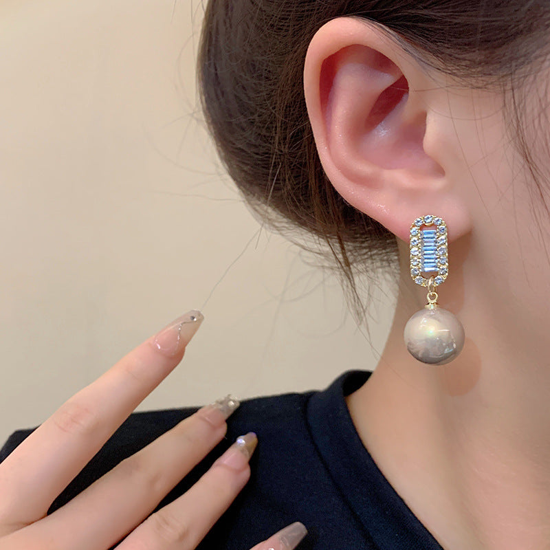 Wholesale S925 Silver Needle Simple Long Pearl Earrings