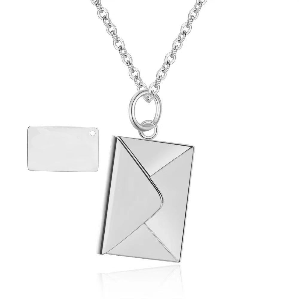 Wholesale Christmas Envelope Engraved Love Letter Necklace