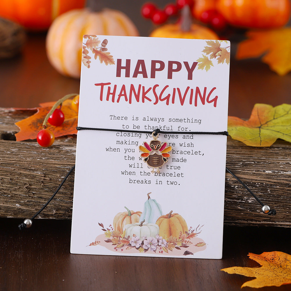 Wholesale Thanksgiving Maple Leaf Turkey Pine Cone Bracelet