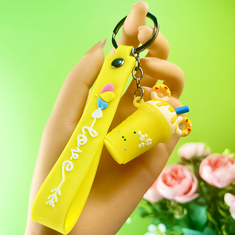 Wholesale Korean Style Ice Cream and Milk Tea Silicone Keychain,  Fashion Car Key Accessory,  Boutique Gift