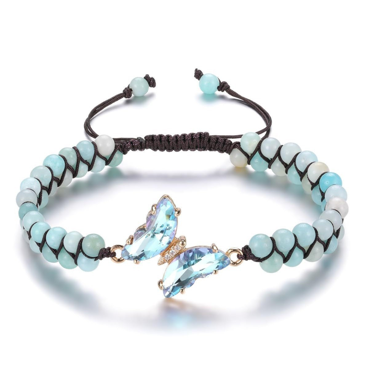 Wholesale Butterfly Double Layer Braided Crystal Bracelet