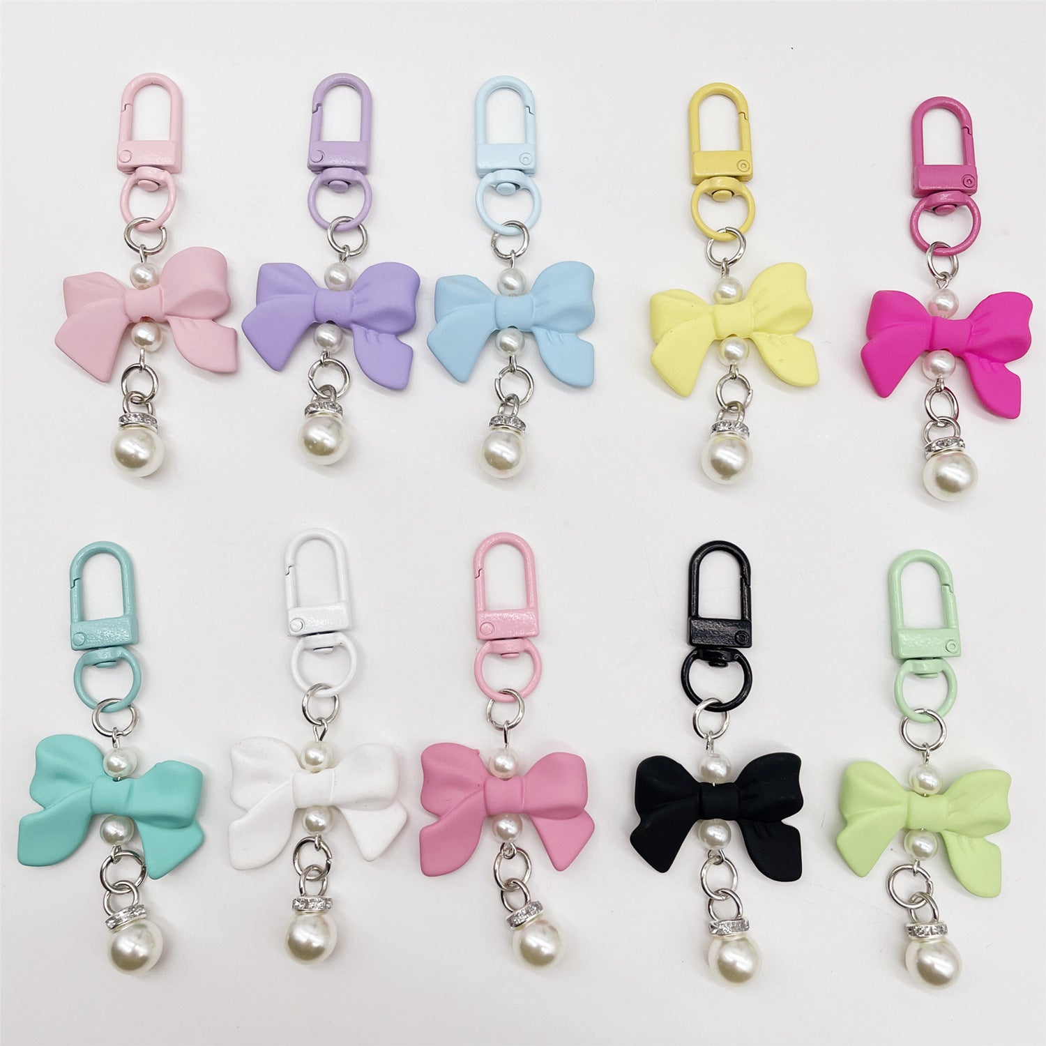 Wholesale Candy Colored Bowknot Texture Keychain Bag Charm Phone Accessory Gift