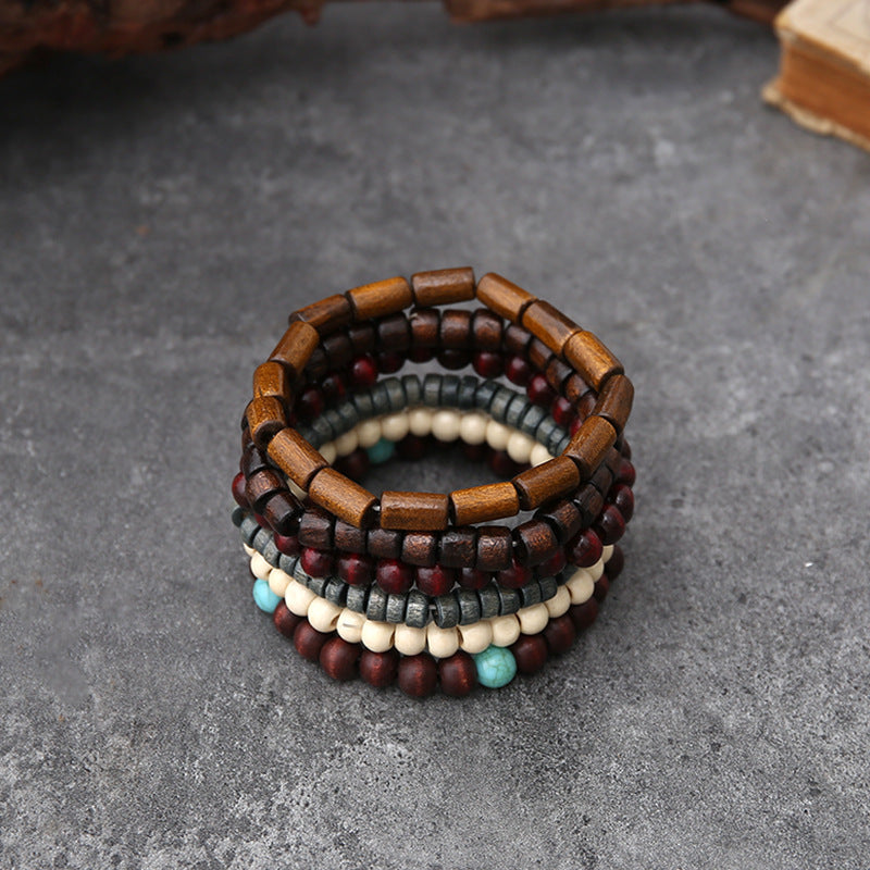 Wholesale Vintage handmade beaded men' s bracelet set adorned with turquoise beads