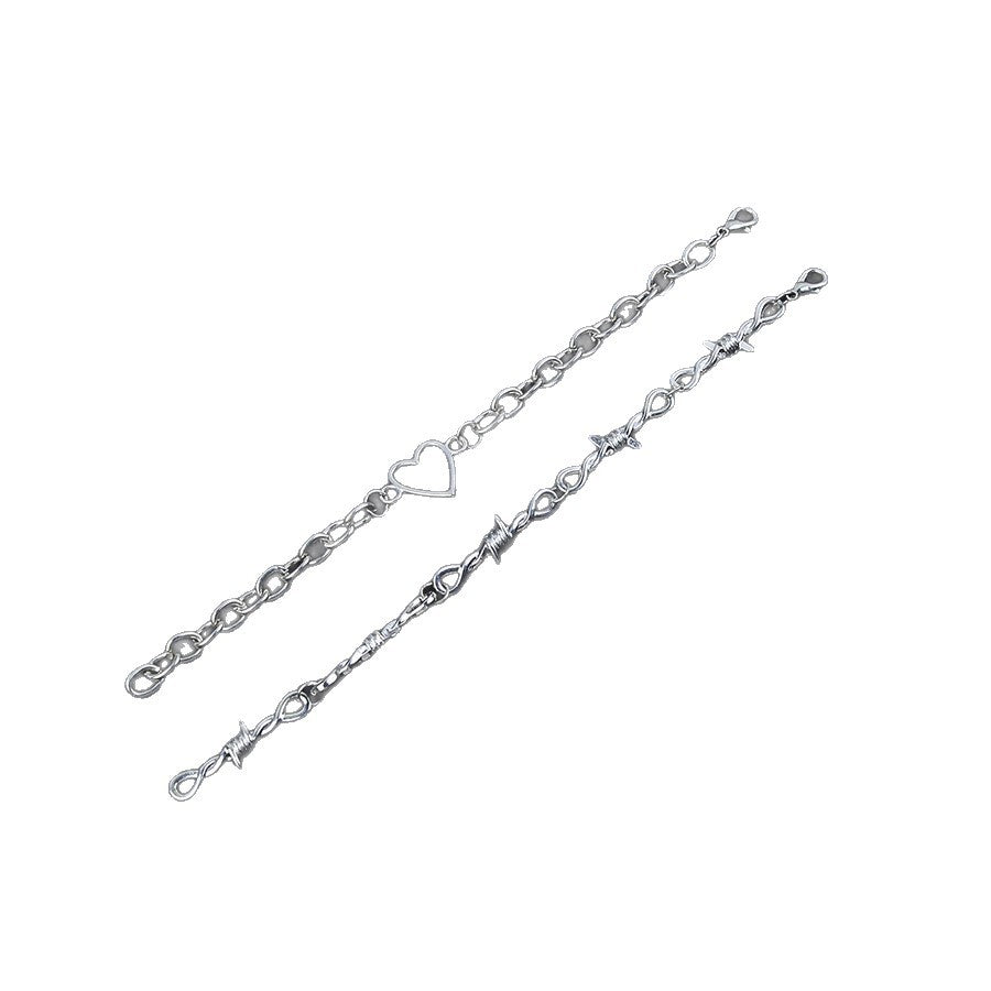 Wholesale Double Layer Gothic Heart Bracelet Antique Silver Unisex Hip Hop Fashion Accessory For Gift Boutique Resale