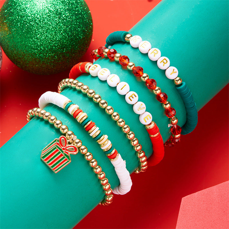 Wholesale Polymer clay beaded bracelet Christmas ornaments